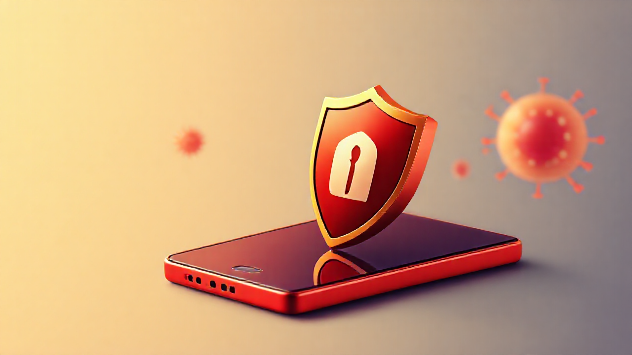 Imagem de destaque mostrando um smartphone com apps de segurança e antivírus