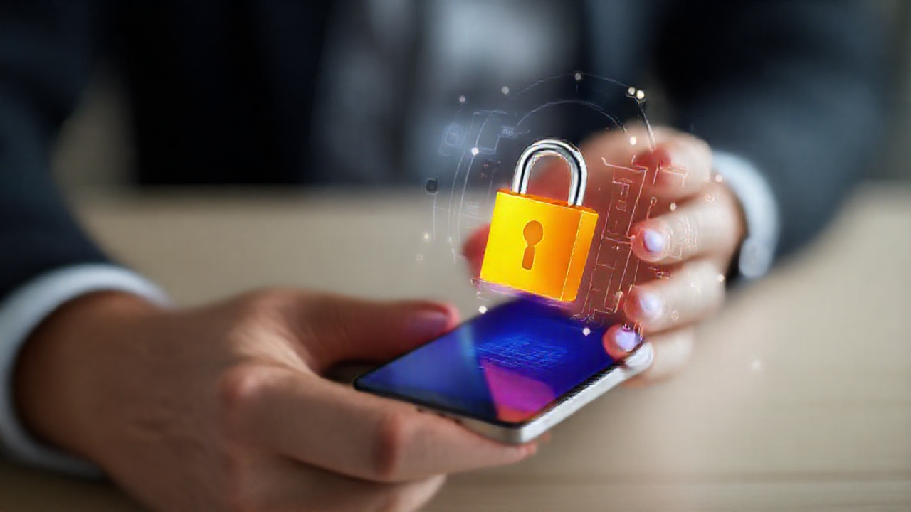 Imagem de um celular protegido com ícones de aplicativos antivírus e segurança digital.