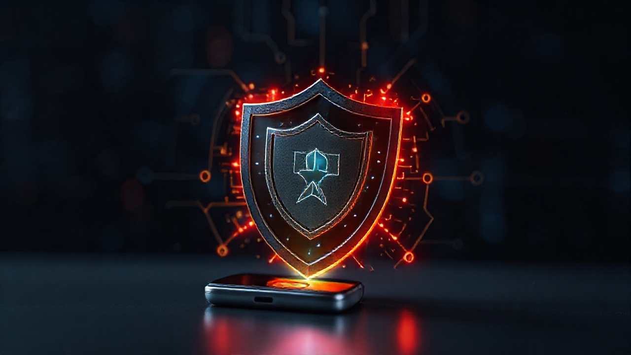 Imagem de um smartphone protegido por um aplicativo antivírus contra malware