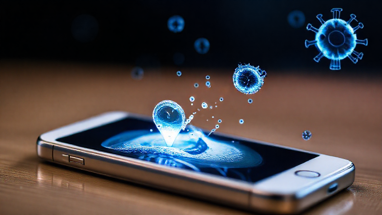 Imagem de um smartphone com ícones de aplicativos antivírus.