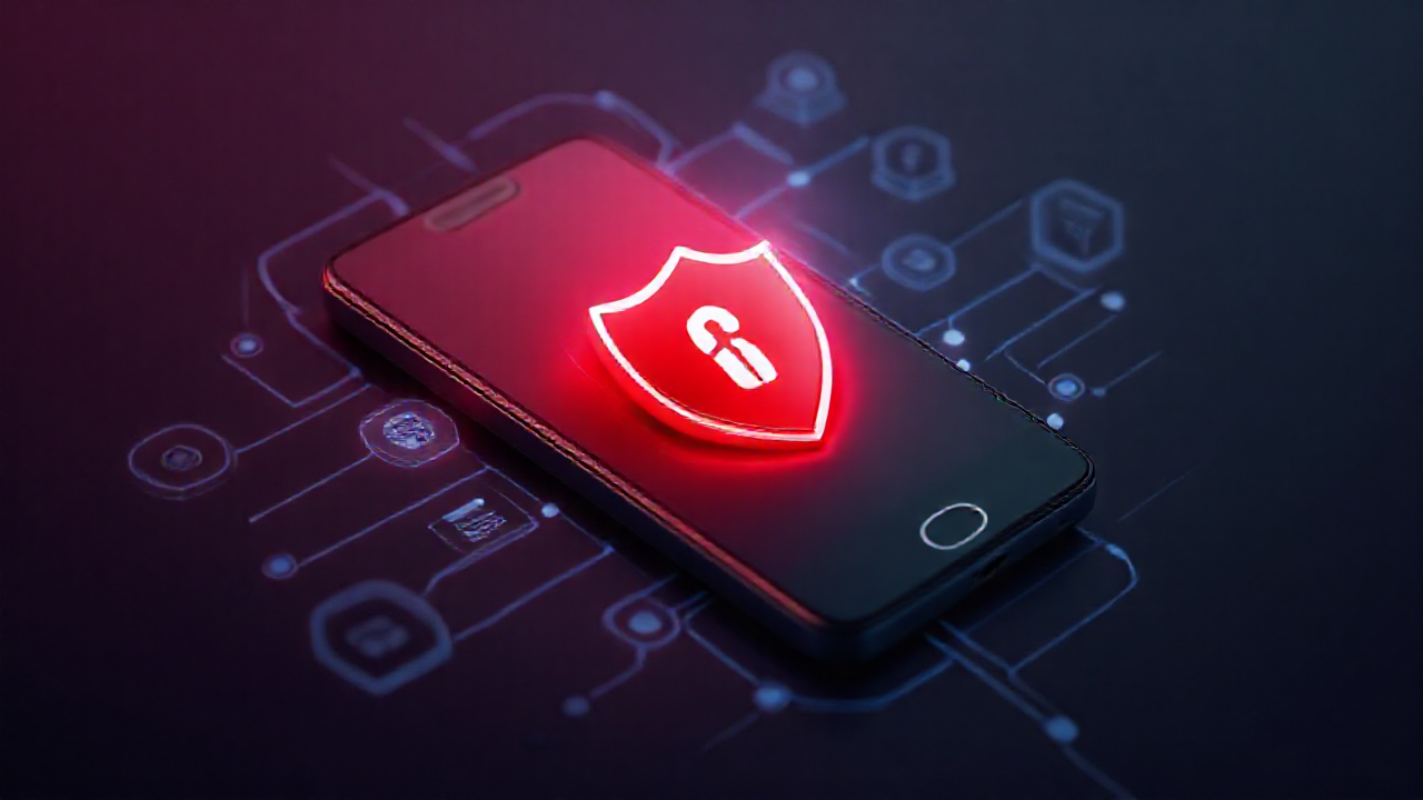 Imagem representando a segurança digital em dispositivos móveis contra vírus e malware.