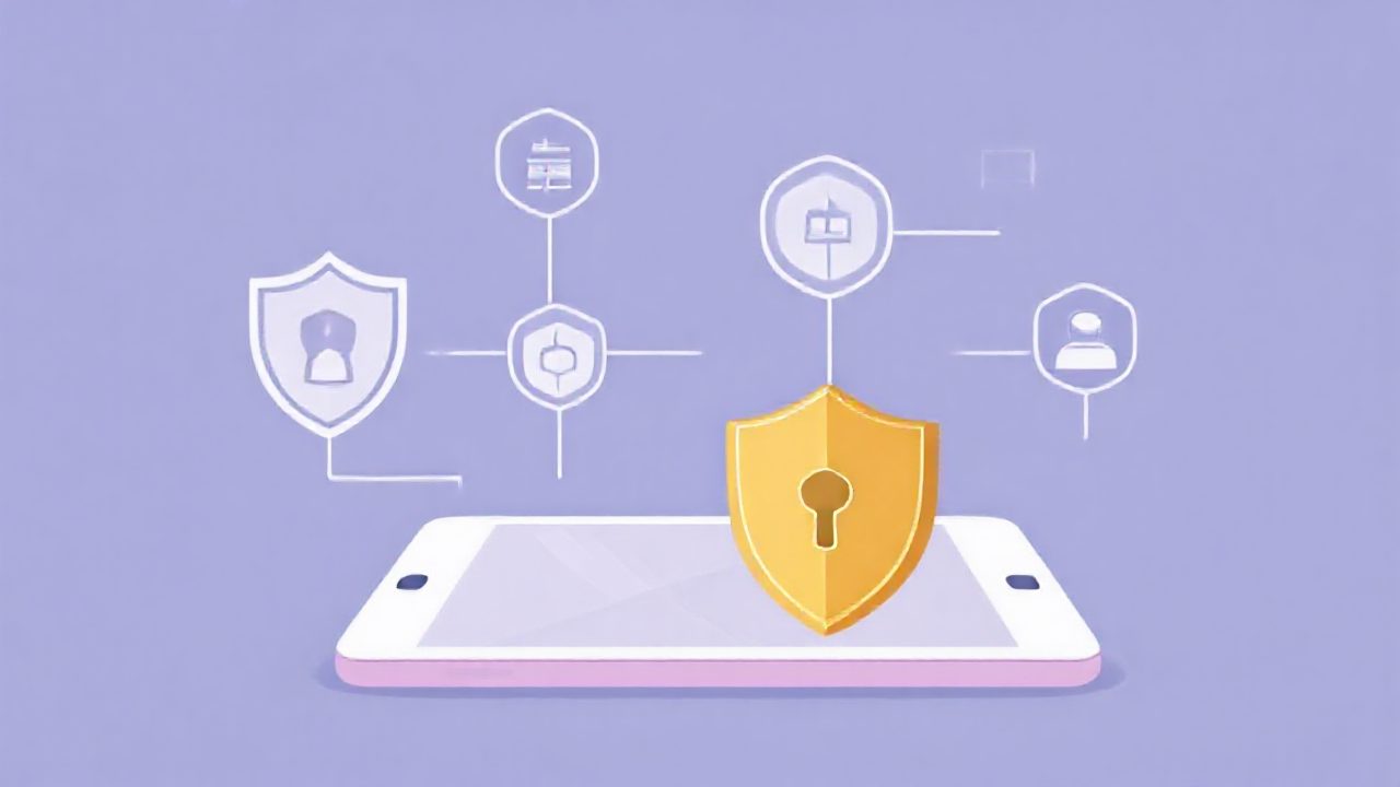 Imagem de um smartphone exibindo notificações de segurança digital e escaneamento antivírus.