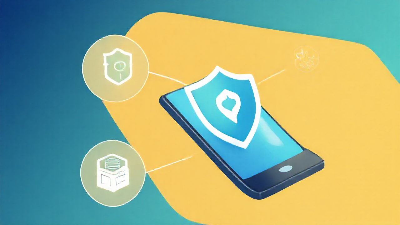 Imagem de destaque mostrando um celular protegido contra vírus com aplicativos antivírus.