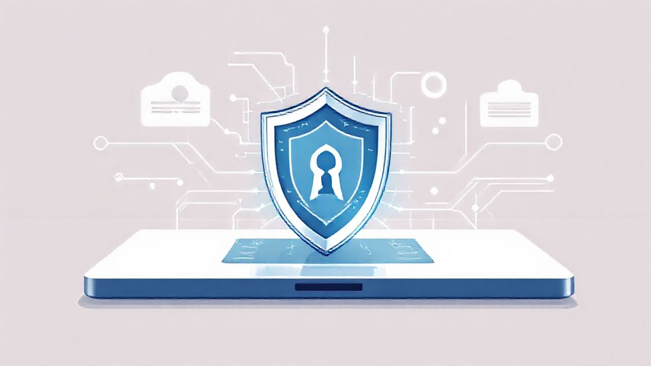 Imagem de um celular com ícones de segurança digital e aplicativos antivírus.