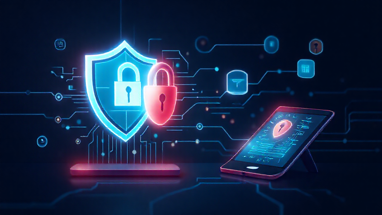 Imagem de um smartphone protegido contra vírus com antivírus instalado.