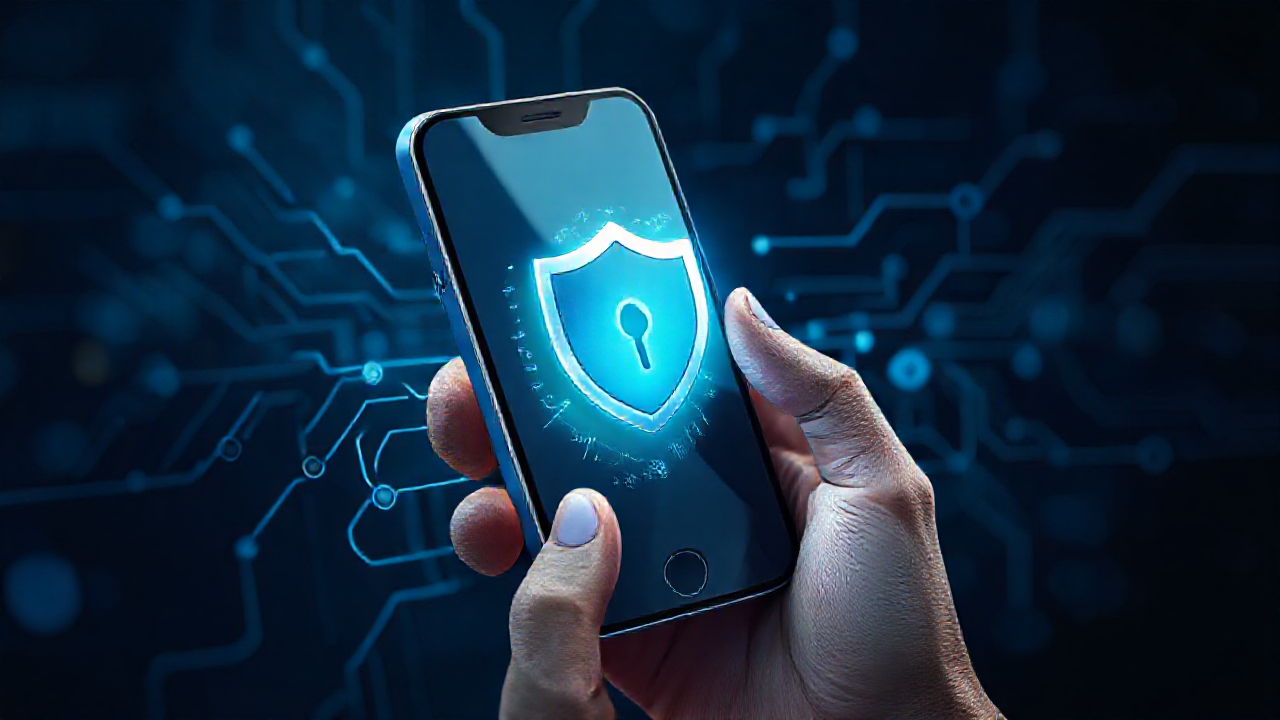Imagem de um smartphone sendo protegido por aplicativos de segurança móvel gratuitos.