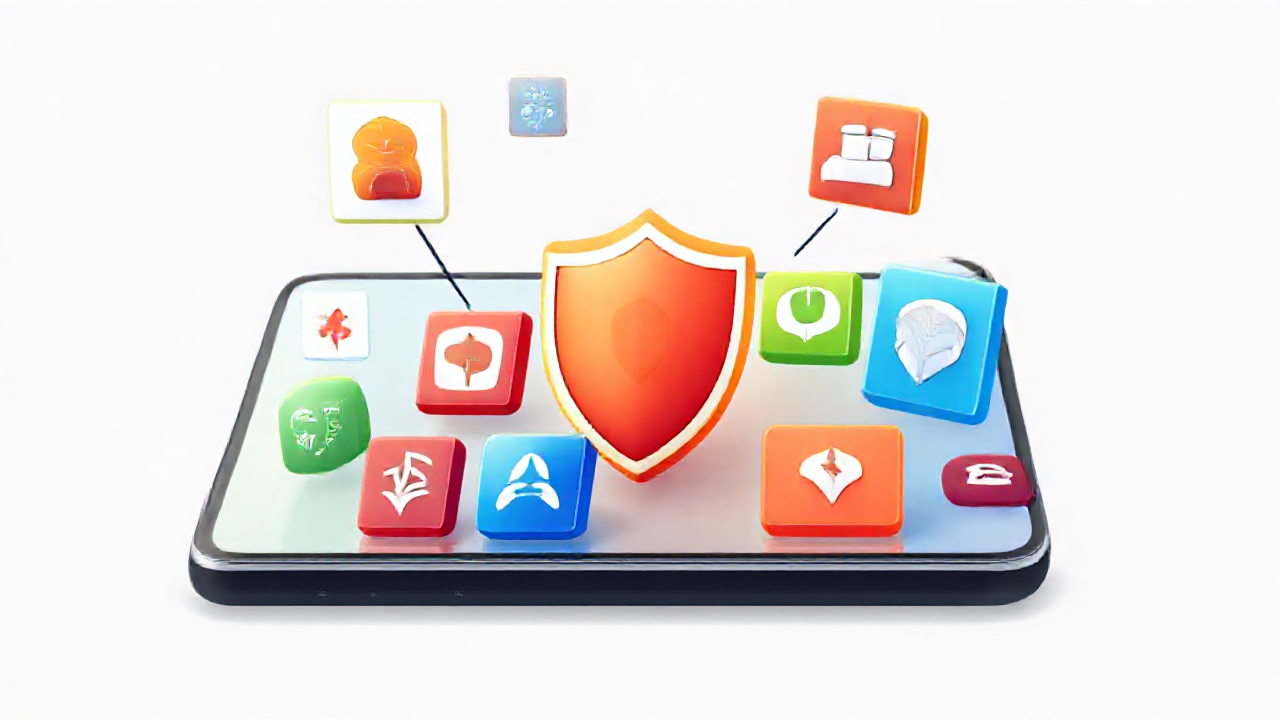 Imagem de um smartphone protegido por antivírus gratuito, destacando a segurança cibernética.