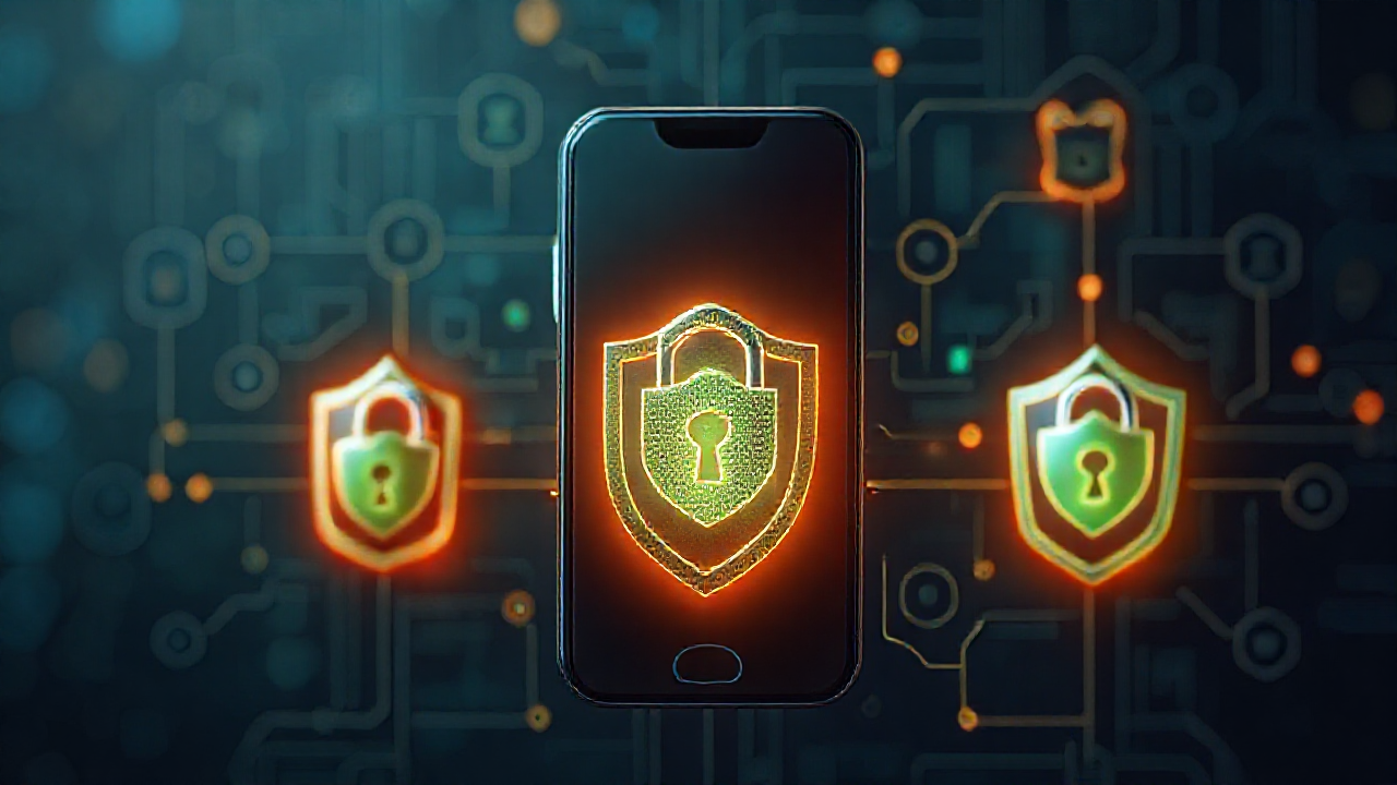 Imagem de destaque mostrando um celular seguro com aplicativos antivírus.