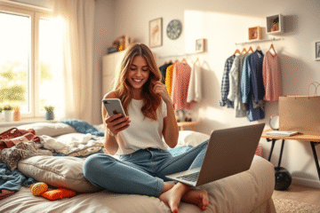 Imagem destacando a oportunidade de itens grátis na SHEIN através do aplicativo.